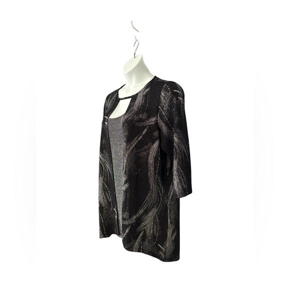 Claire France, Plus Size Shimmering Black & Silver Tunic, 1X - Picture 5 of 9